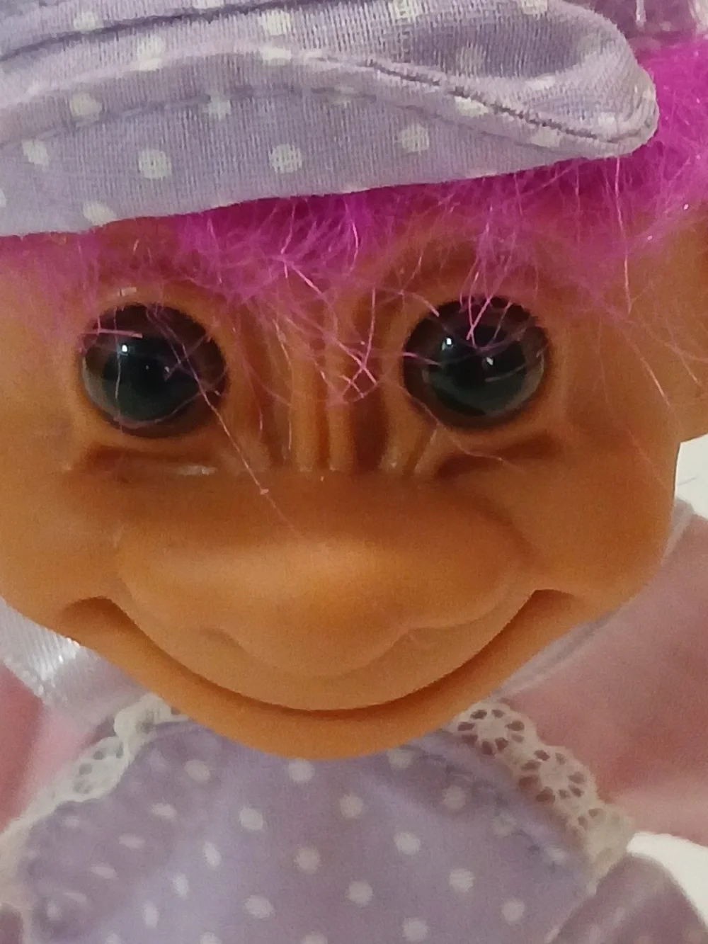 VTG Russ Berrie Pink Hair Purple Outfit Troll Doll 5